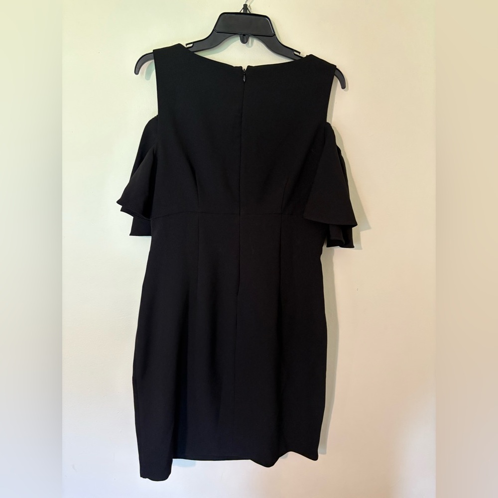 Eliza J Women’s Cold Shoulder Ruffle Sheath Dress Size 14 Black - Picture 2 of 9